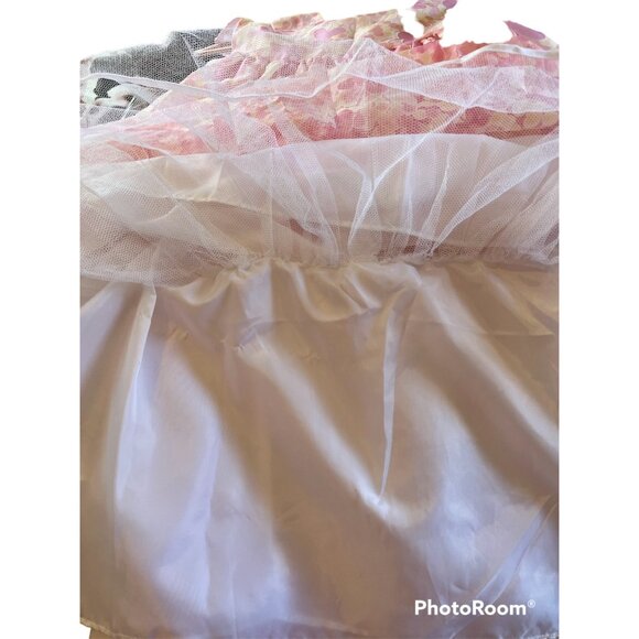 Girls 6X Floral Dress Cap-Sleeve Pink Yellow Sash Tie Button Back By Marmellata - Picture 7 of 7